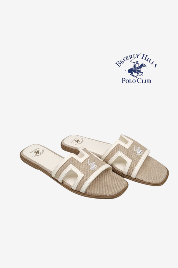 Ženske papuče Beverly Hills Polo Club Mina CVS - bež/bijele